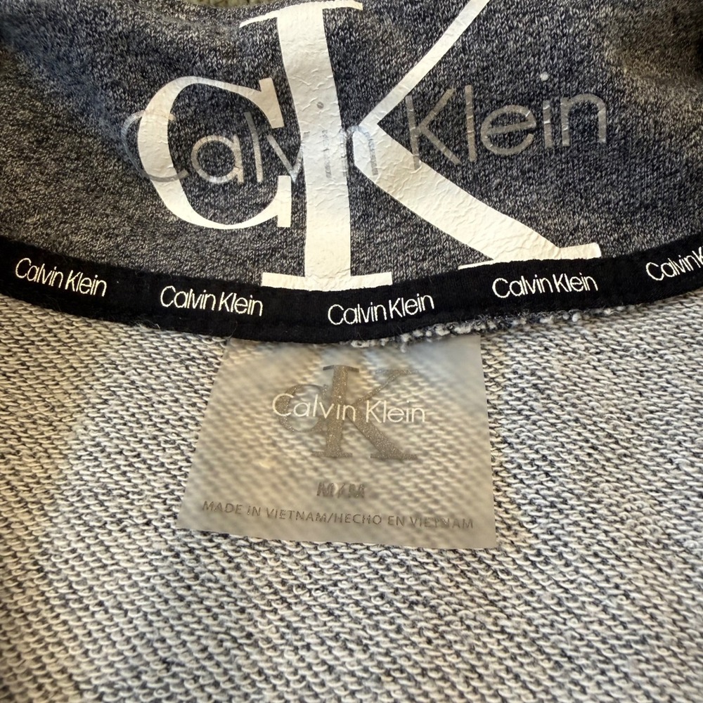 Calvin Klein Performance Womens Gray Quarter Zip Cropped Pullover Logo Sleeve M - Picture 2 of 5
